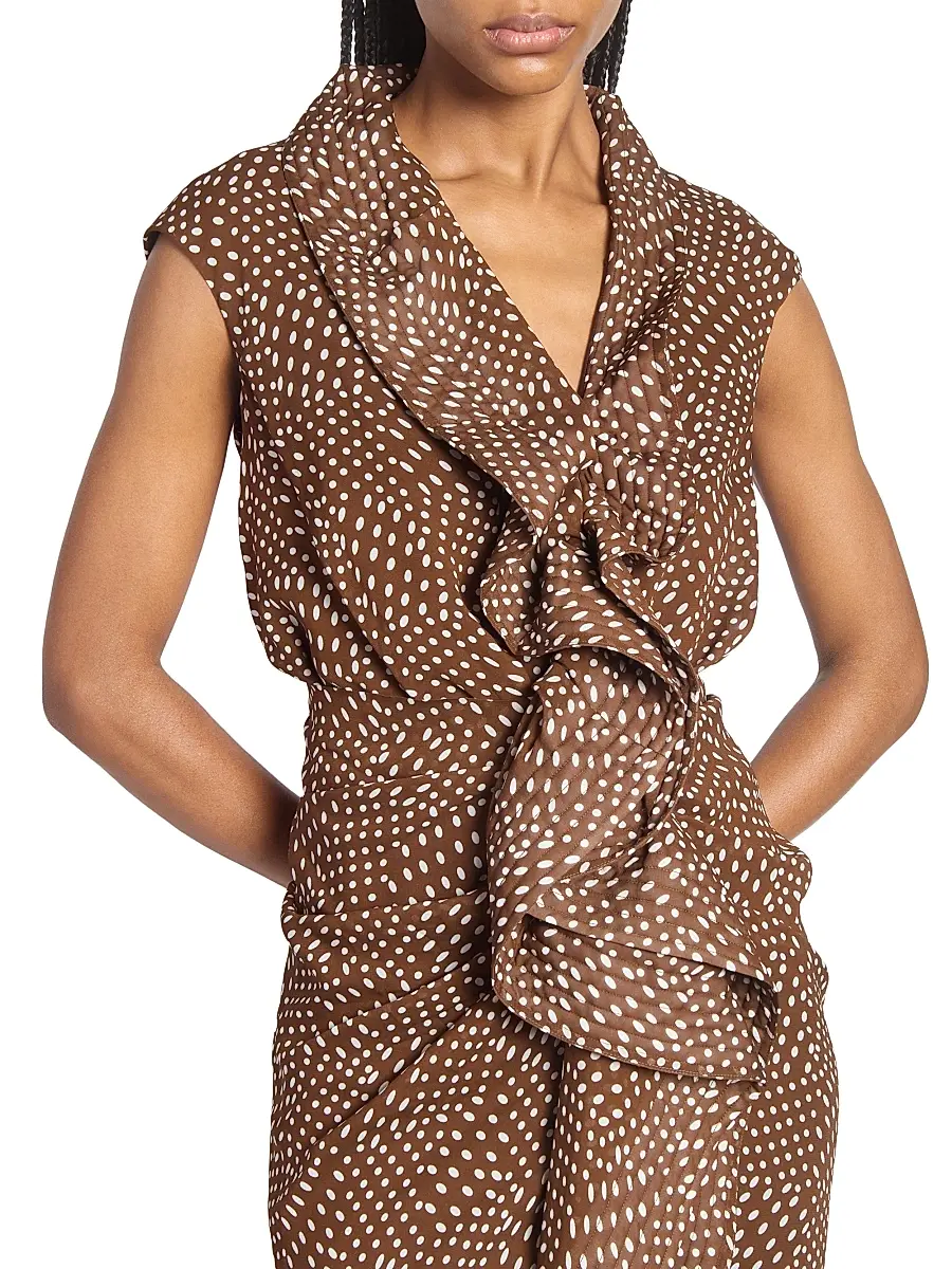Dries Van Noten Women's Davylo Polka Dot Ruffle Midi-Dress - Brown | Thumbnail 6 Dries Van Noten Women's Davylo Polka Dot Ruffle Midi-Dress - Brown | Thumbnail 6