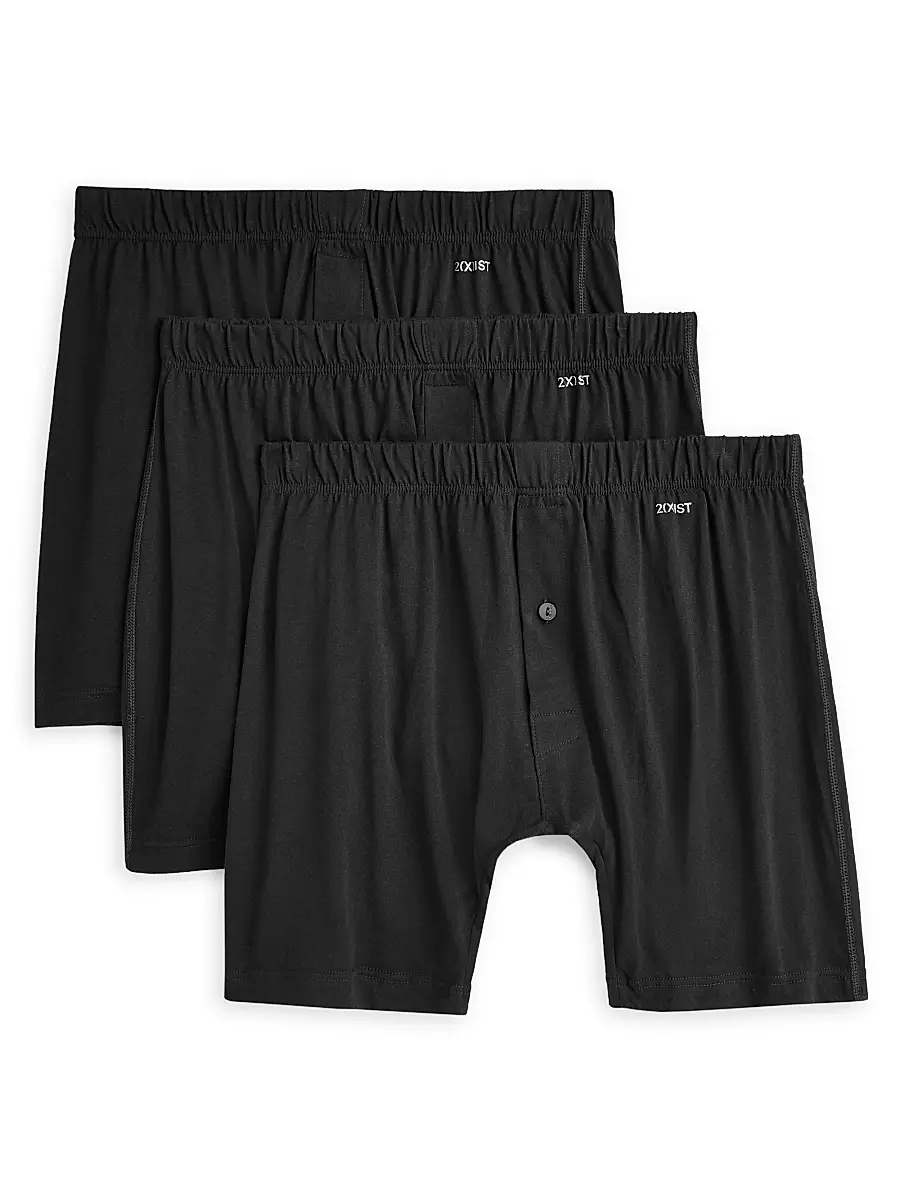 2XIST Men's 3-Pack Pima Cotton Boxer Briefs - Black | Image 1 2XIST Men's 3-Pack Pima Cotton Boxer Briefs - Black | Image 1