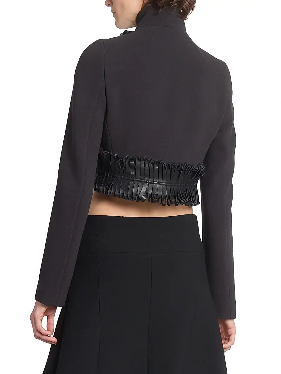 Alaïa Women's Faux Leather-Trimmed Crop Jacket - Noir Alaia | Thumbnail 5 Alaïa Women's Faux Leather-Trimmed Crop Jacket - Noir Alaia | Thumbnail 5