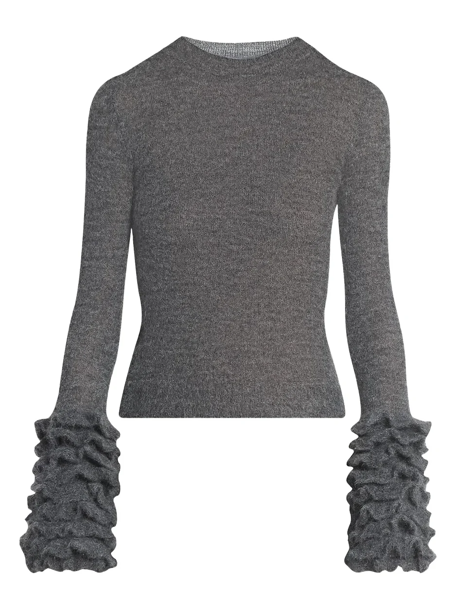 Women's Mohair-Blend Ruffled Cuff Sweater Women's Mohair-Blend Ruffled Cuff Sweater