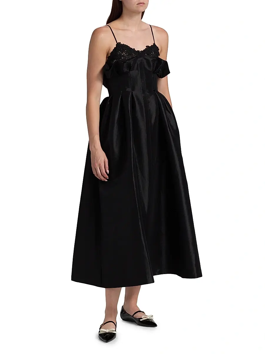 Kika Vargas Women's Theresa Taffeta Lace Cocktail Dress | Thumbnail 4