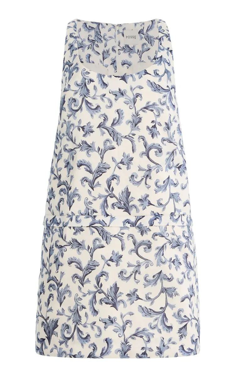 Posse Rue Baroque-Print Linen-Silk Mini Shift Dress | Thumbnail 6 Posse Rue Baroque-Print Linen-Silk Mini Shift Dress | Thumbnail 6