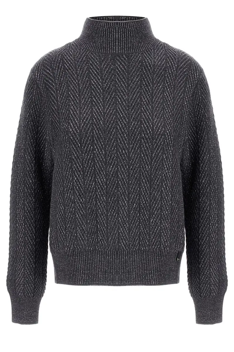 HERNO Wool Shiny Herringbone Turtleneck Sweater | Image 1 HERNO Wool Shiny Herringbone Turtleneck Sweater | Image 1