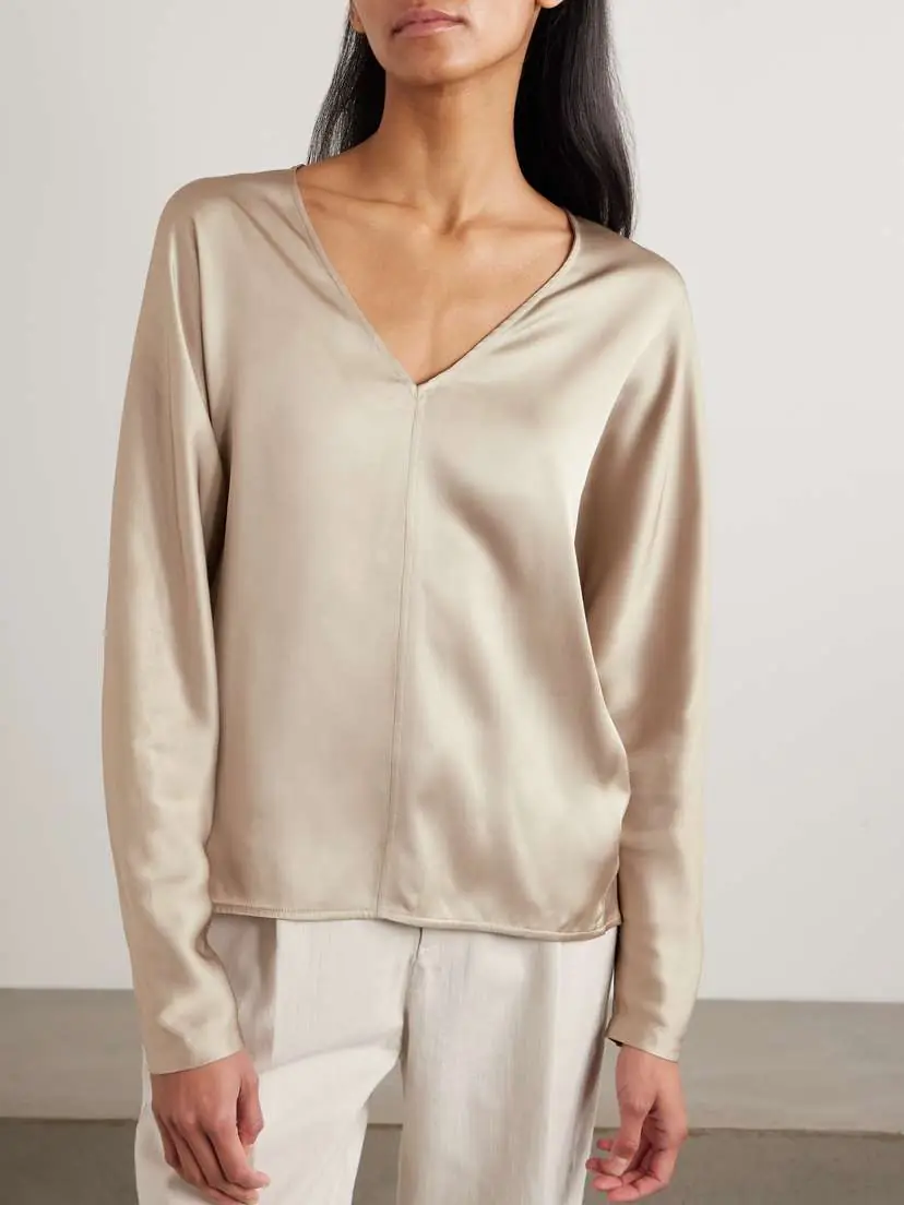 Brunello Cucinelli Silk-satin Blouse | Thumbnail 3