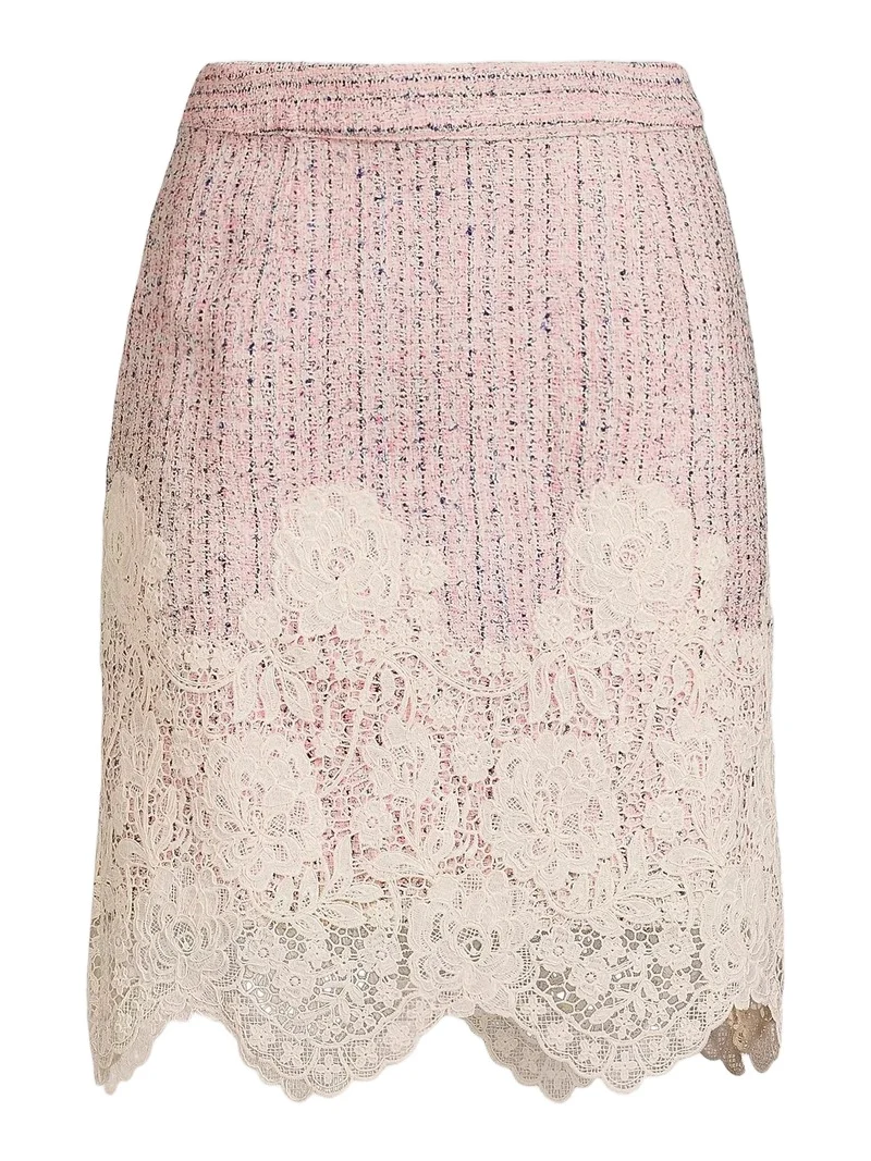 Women's Bettany Lace-Appliqué Scalloped Bouclé Miniskirt Women's Bettany Lace-Appliqué Scalloped Bouclé Miniskirt