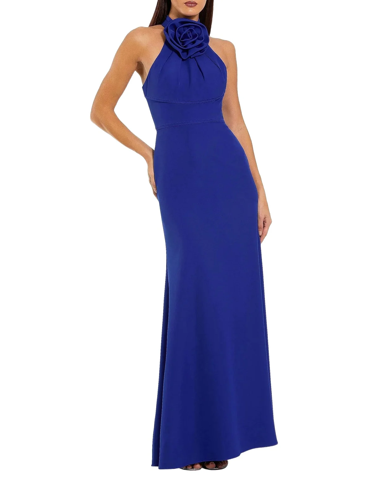 Mac Duggal Women's Rosette Sleeveless Crepe Column Gown