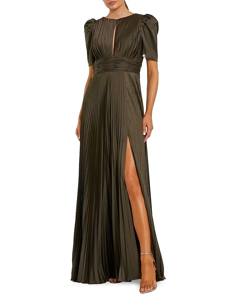 Mac Duggal Women's Pleated Charmeuse Short-Sleeve Gown - French Blue | Thumbnail 4