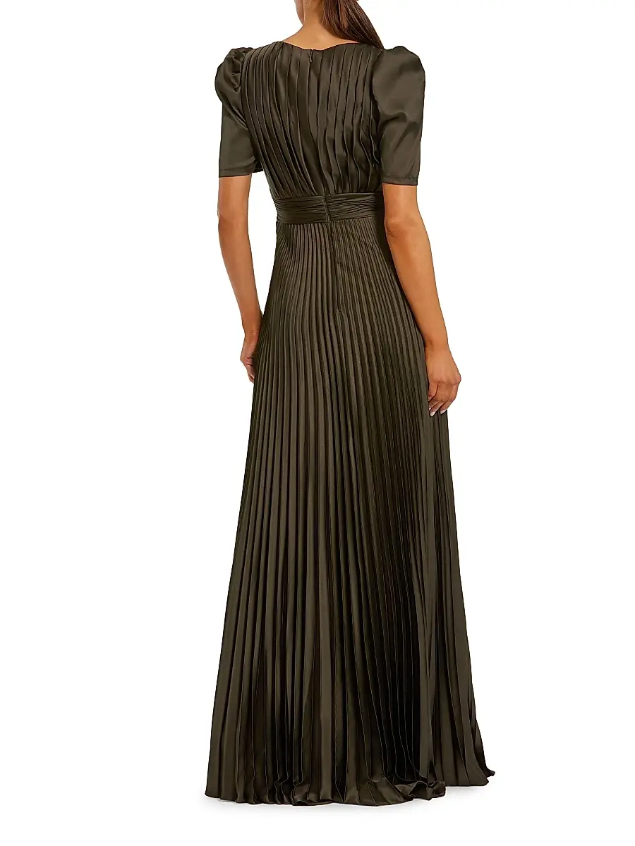 Mac Duggal Women's Pleated Charmeuse Short-Sleeve Gown - French Blue | Thumbnail 5