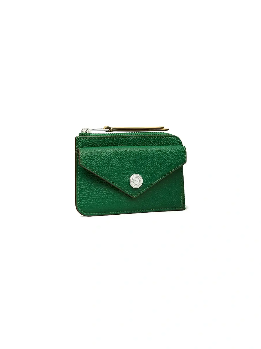 Tory Burch Women's Pebbled Leather Card Case - Dark Kale | Thumbnail 3 Tory Burch Women's Pebbled Leather Card Case - Dark Kale | Thumbnail 3
