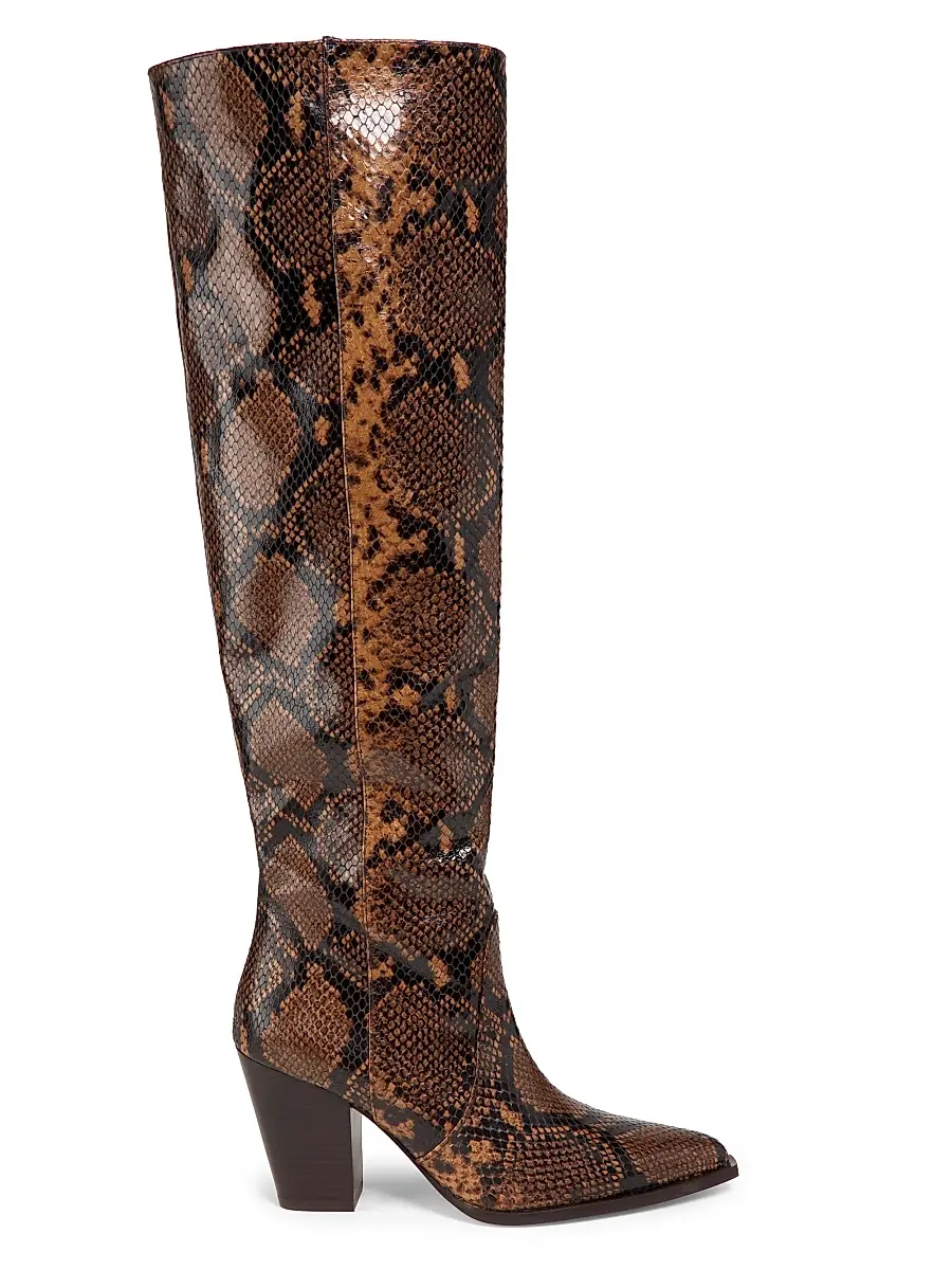 Stuart Weitzman Women's Jolene Snake-Embossed Leather Boots - Espresso | Image 1 Stuart Weitzman Women's Jolene Snake-Embossed Leather Boots - Espresso | Image 1