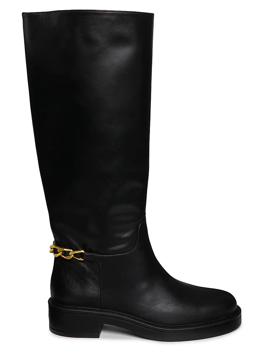 Stuart Weitzman Women's Soluxe Chain-Detail Leather Boots - Black | Image 1 Stuart Weitzman Women's Soluxe Chain-Detail Leather Boots - Black | Image 1
