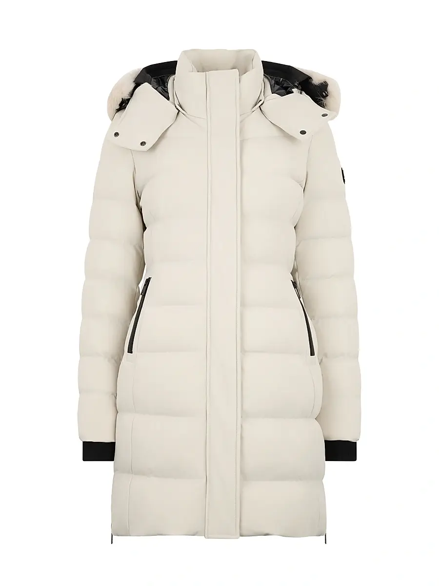 Moose Knuckles Women's Nyluxe Watershed 3 Shearling-Trim Hooded Down Parka