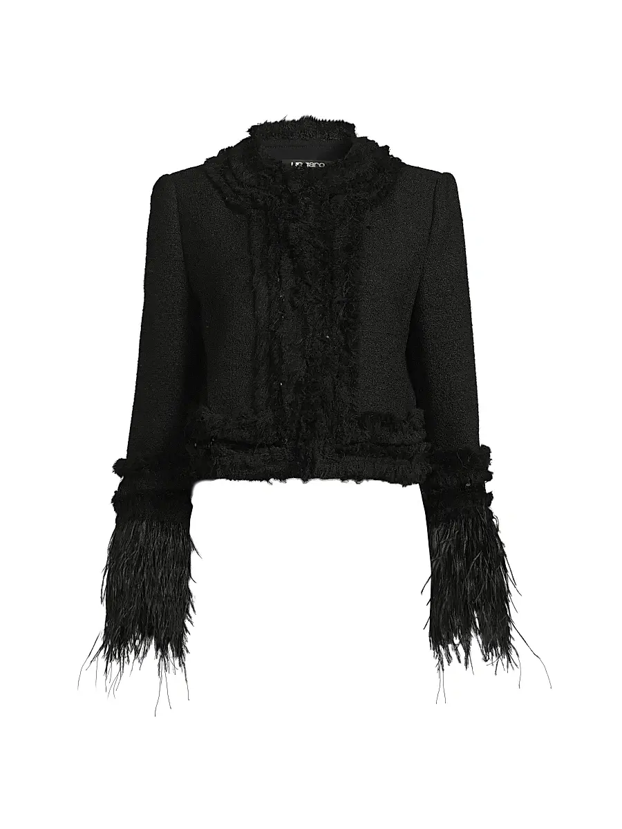 Ungaro Women's Dune Sequined Feather-Trimmed Blazer - Black | Image 1 Ungaro Women's Dune Sequined Feather-Trimmed Blazer - Black | Image 1