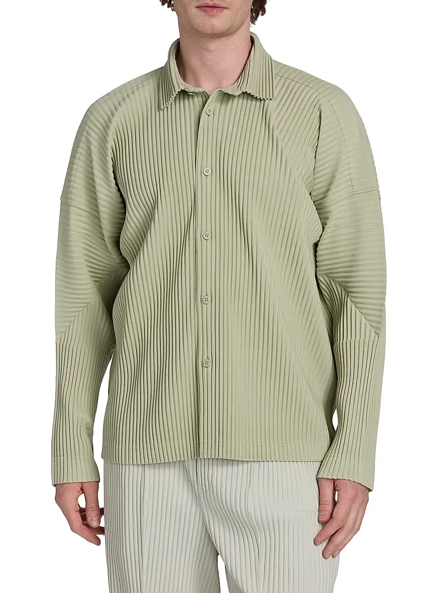 Homme Plissé Issey Miyake Men's Monthly Colors: October Pleated Shirt - Wavellite Green | Thumbnail 3 Homme Plissé Issey Miyake Men's Monthly Colors: October Pleated Shirt - Wavellite Green | Thumbnail 3