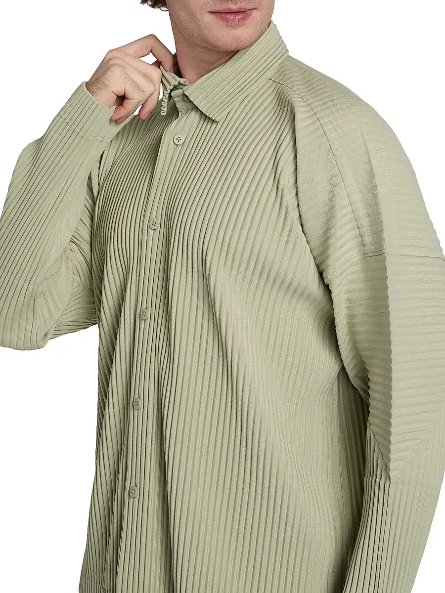 Homme Plissé Issey Miyake Men's Monthly Colors: October Pleated Shirt - Wavellite Green | Thumbnail 6 Homme Plissé Issey Miyake Men's Monthly Colors: October Pleated Shirt - Wavellite Green | Thumbnail 6