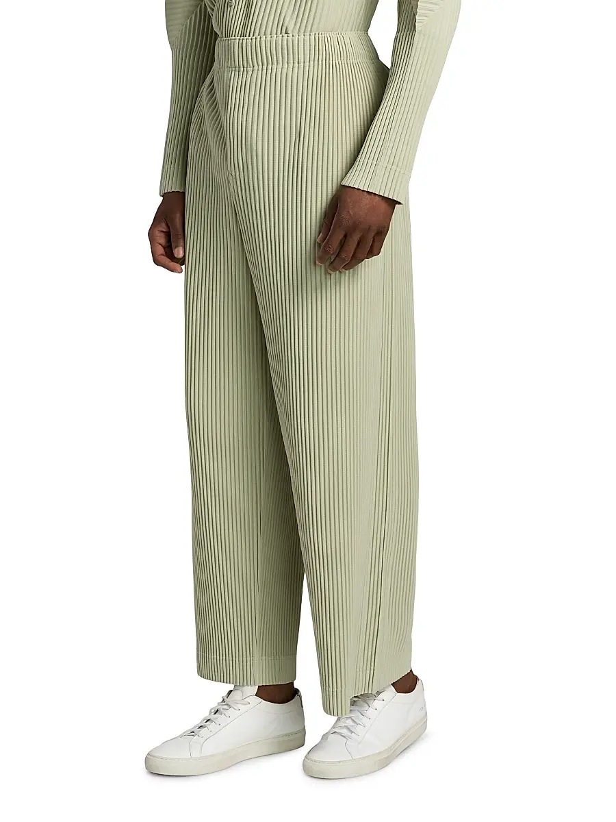 Homme Plissé Issey Miyake Men's October Pleated Mid-Rise Wide-Leg Pants - Wavellite Green | Thumbnail 4 Homme Plissé Issey Miyake Men's October Pleated Mid-Rise Wide-Leg Pants - Wavellite Green | Thumbnail 4