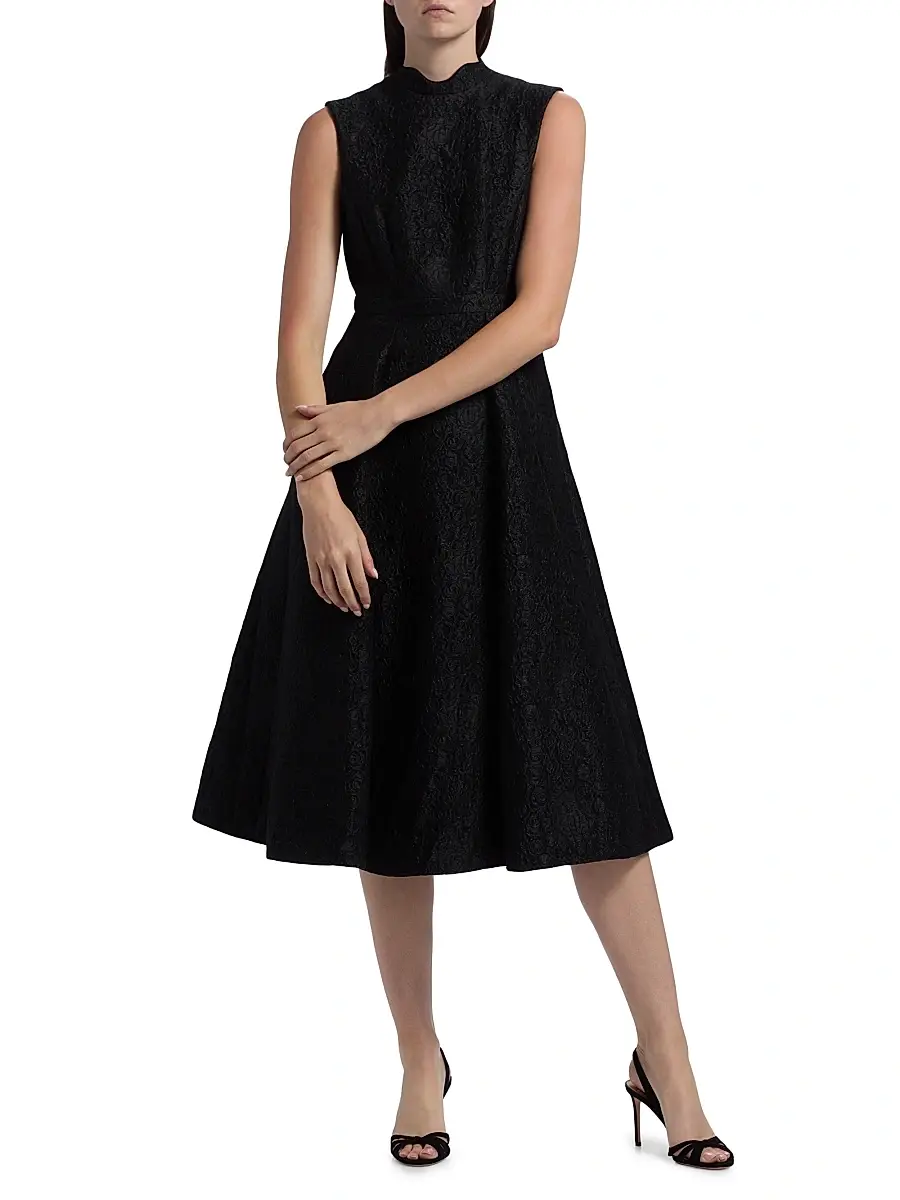 Saloni Women's Floral Brocade Sleeveless Midi-Dress | Thumbnail 2 Saloni Women's Floral Brocade Sleeveless Midi-Dress | Thumbnail 2