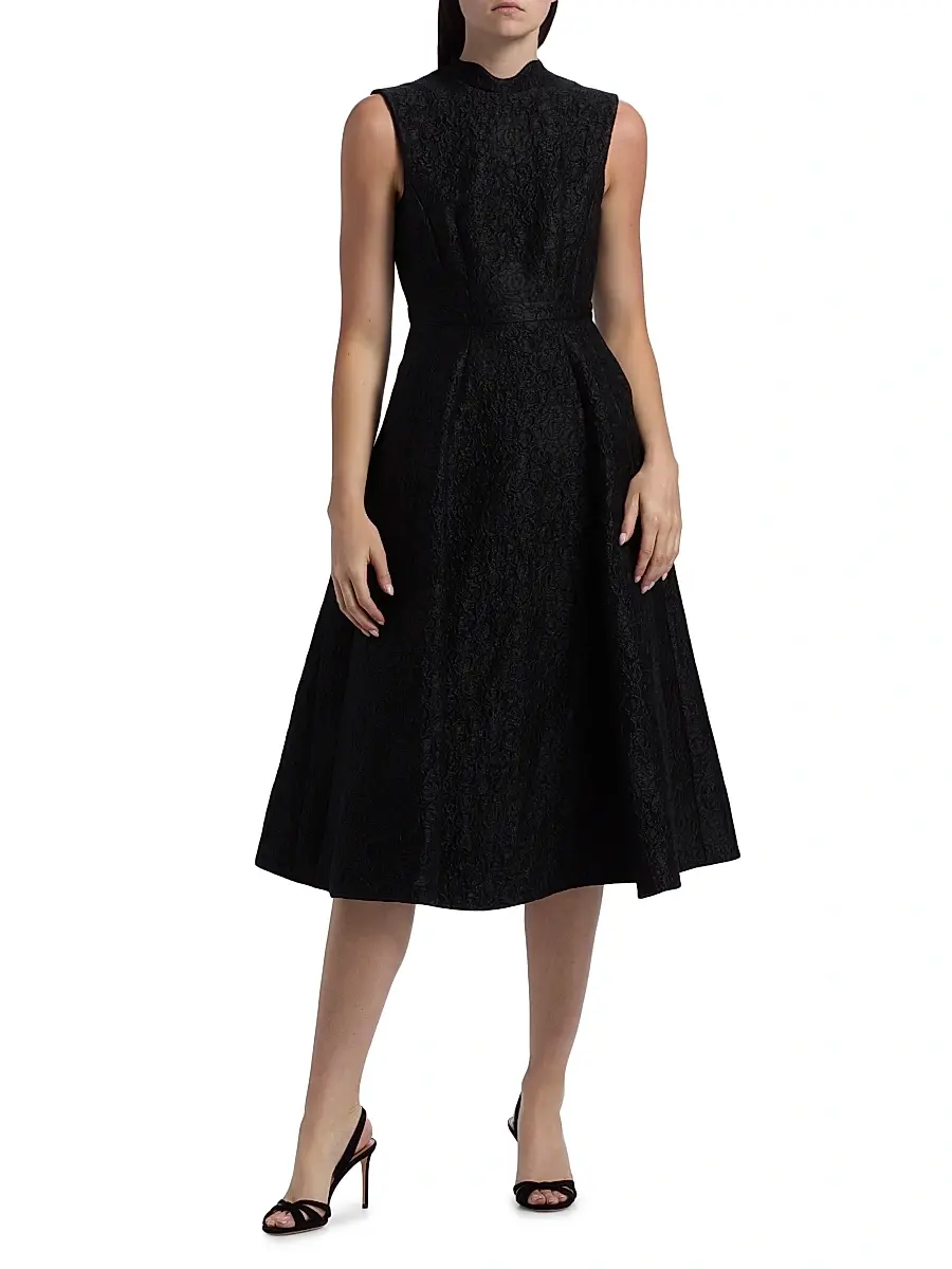 Saloni Women's Floral Brocade Sleeveless Midi-Dress | Thumbnail 3 Saloni Women's Floral Brocade Sleeveless Midi-Dress | Thumbnail 3