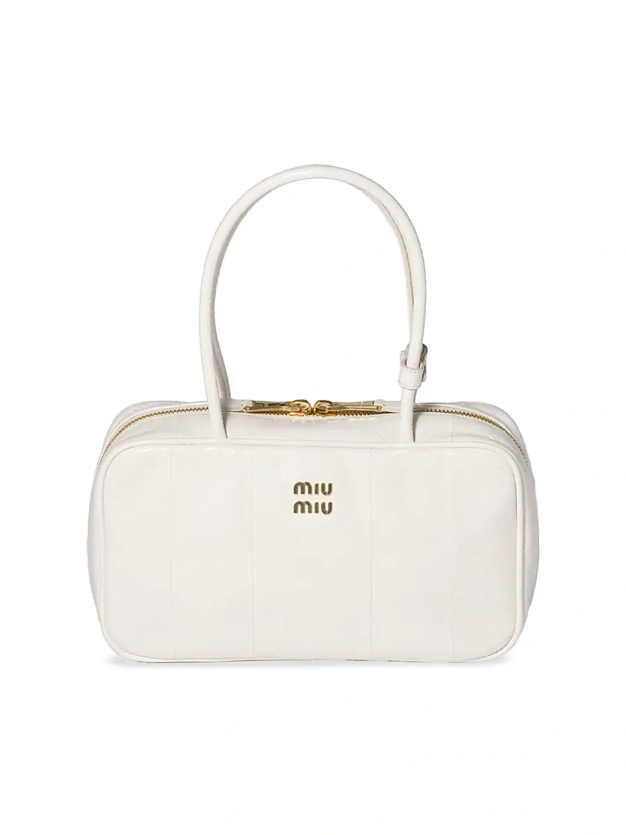 Miu Miu Women's Beau Ayers Leather Top Handle Bag - White | Thumbnail 9 Miu Miu Women's Beau Ayers Leather Top Handle Bag - White | Thumbnail 9