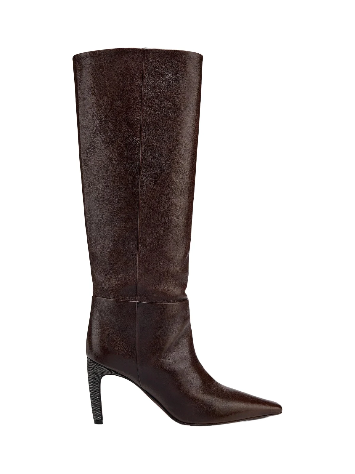 Brunello Cucinelli Women's Leather 80MM Curved Monili Heel Boots
