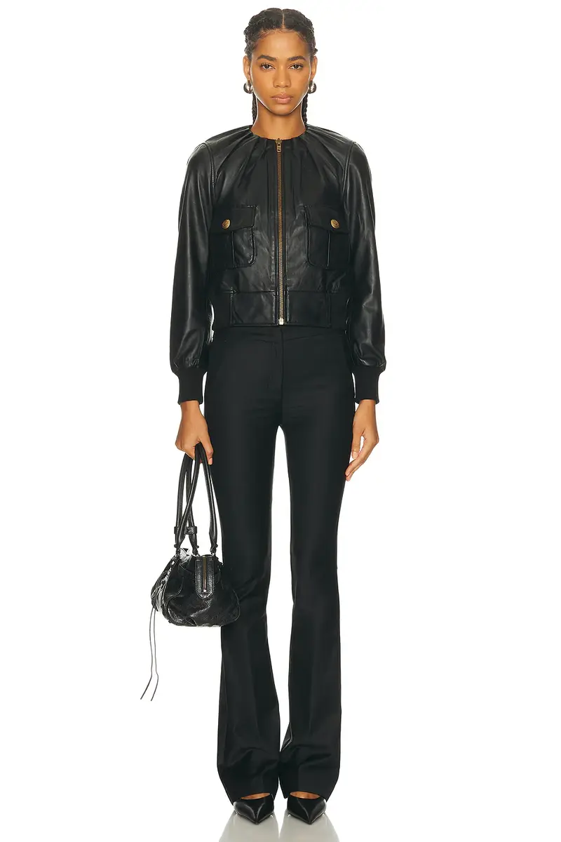 R13 Pleated Neck Leather Jacket | Thumbnail 4 R13 Pleated Neck Leather Jacket | Thumbnail 4