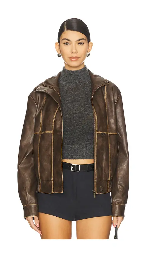 ALL THE WAYS Bella Faux Leather Bomber | Thumbnail 2