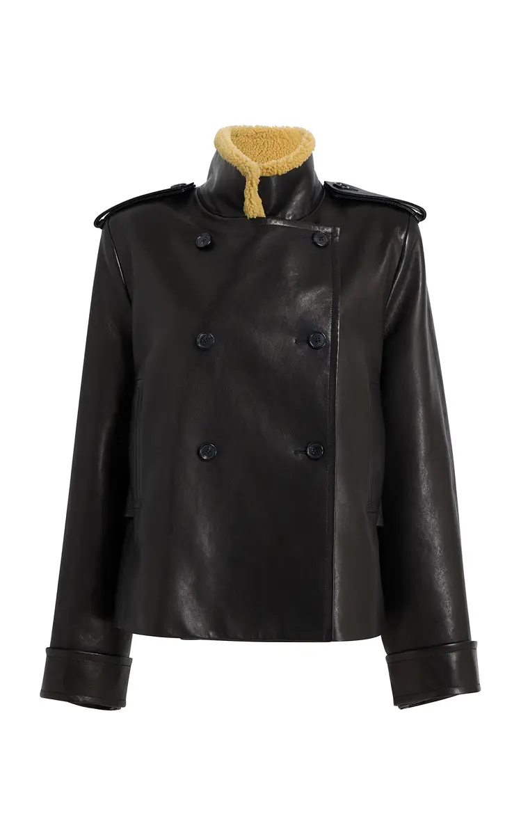 Khaite Dean Shearling-Collar Leather Jacket | Thumbnail 3