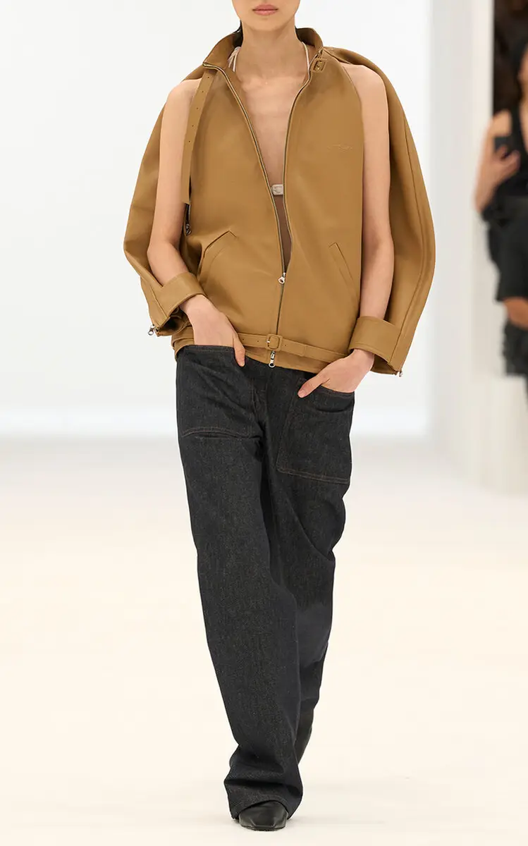 Courrèges Cutout Sleeve Leather Bomber Jacket | Thumbnail 2