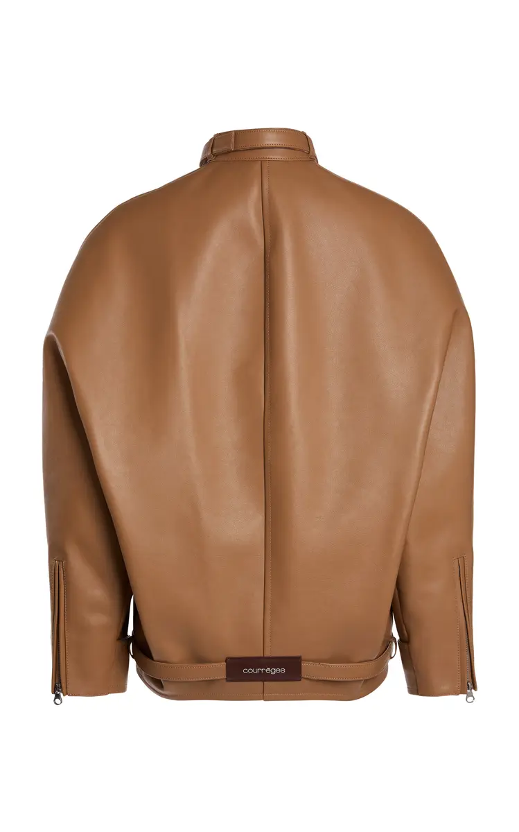 Courrèges Cutout Sleeve Leather Bomber Jacket | Thumbnail 3