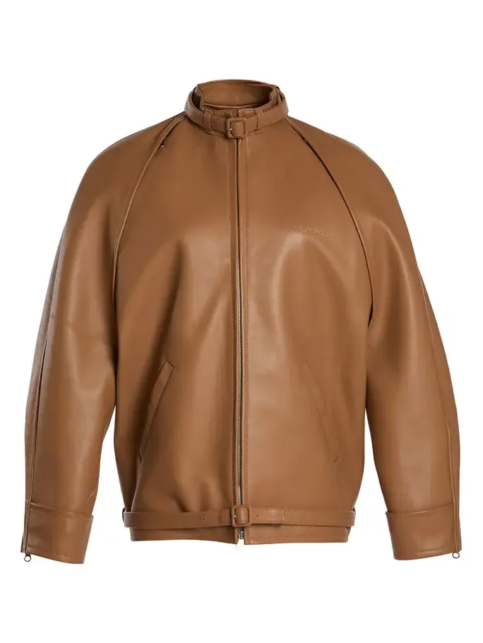 Courrèges Cutout Sleeve Leather Bomber Jacket