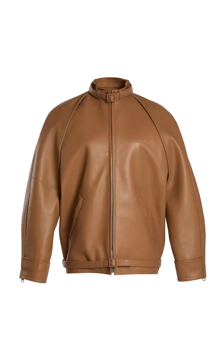 Cutout Sleeve Leather Bomber Jacket Cutout Sleeve Leather Bomber Jacket