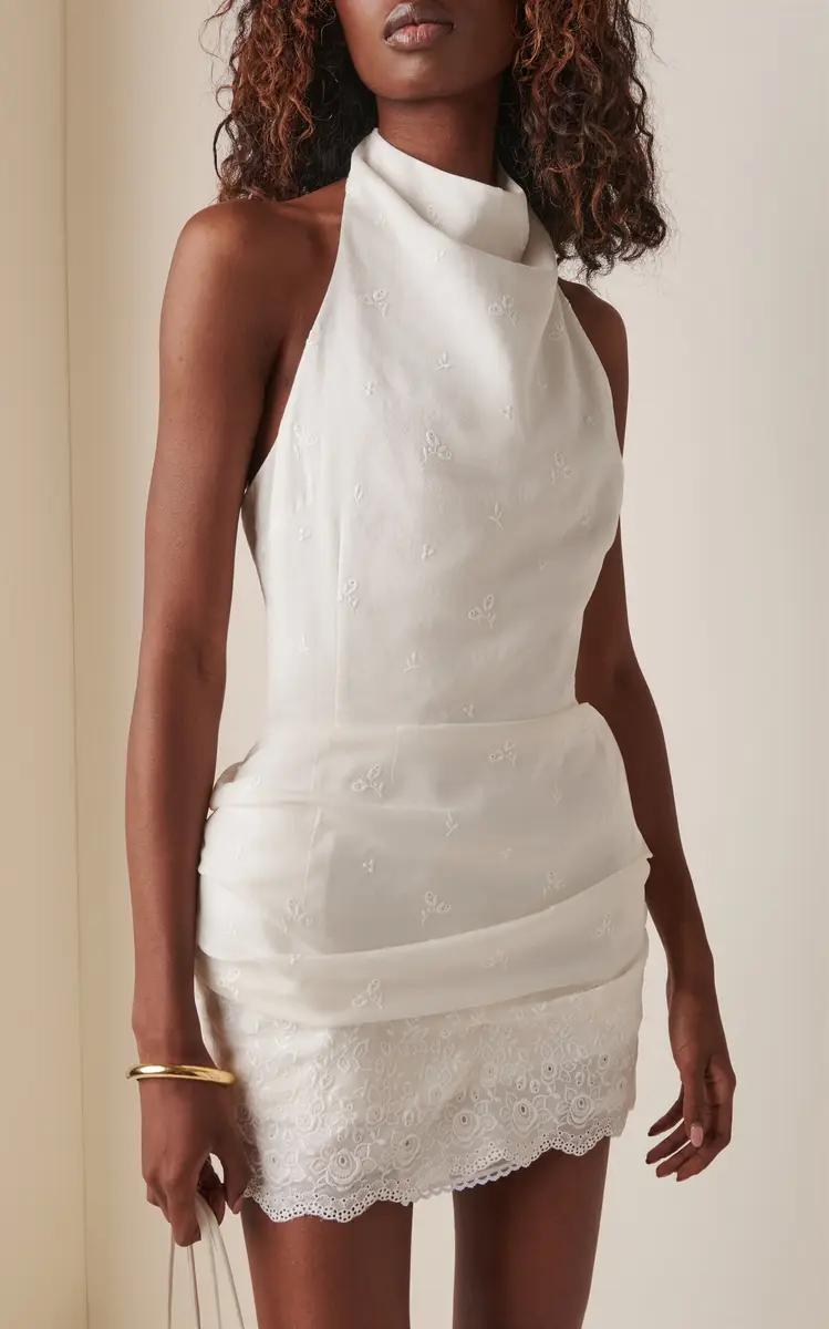 Magda Butrym Lace-Trimmed Silk-Blend Halter Mini Dress | Thumbnail 2 Magda Butrym Lace-Trimmed Silk-Blend Halter Mini Dress | Thumbnail 2
