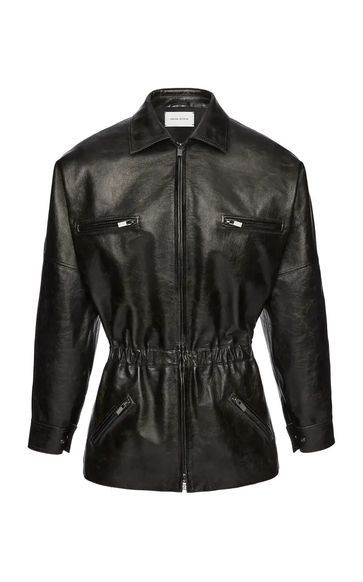 Magda Butrym Cinched-Waist Leather Jacket | Thumbnail 6