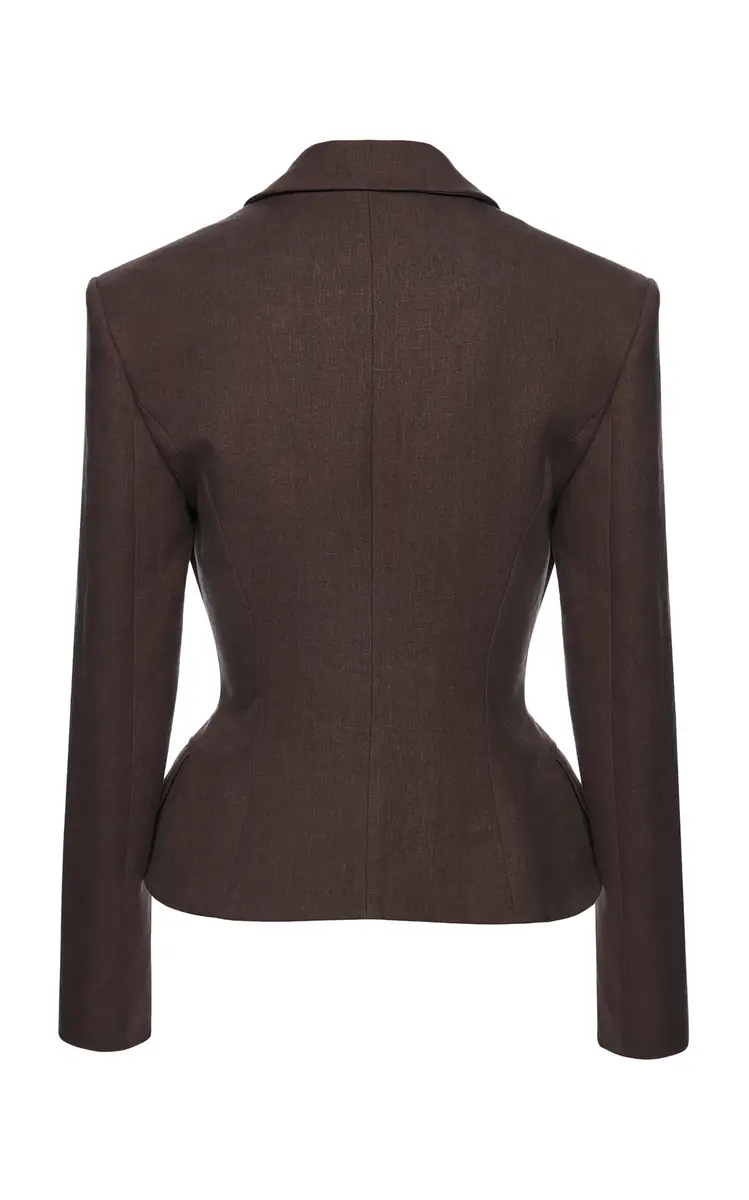 Magda Butrym Double-Breasted Structured Linen-Blend Blazer | Thumbnail 6 Magda Butrym Double-Breasted Structured Linen-Blend Blazer | Thumbnail 6
