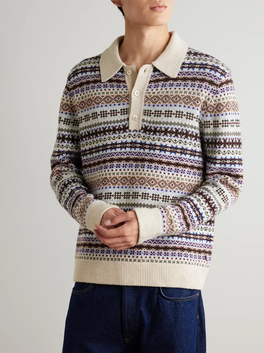NN07 Robbie Fair Isle Wool-Blend Polo Sweater - Men | Thumbnail 3 NN07 Robbie Fair Isle Wool-Blend Polo Sweater - Men | Thumbnail 3
