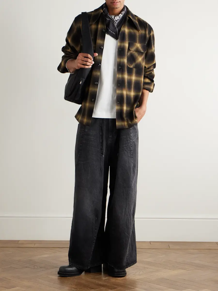 KAPITAL Kountry Camp-Collar Checked Cotton-Blend Flannel Shirt - Men | Thumbnail 2 KAPITAL Kountry Camp-Collar Checked Cotton-Blend Flannel Shirt - Men | Thumbnail 2
