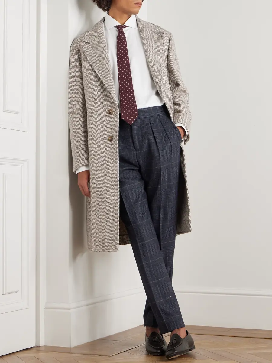 Brunello Cucinelli Straight-Leg Checked Cashmere and Wool-Blend Suit Trousers - Men | Thumbnail 2