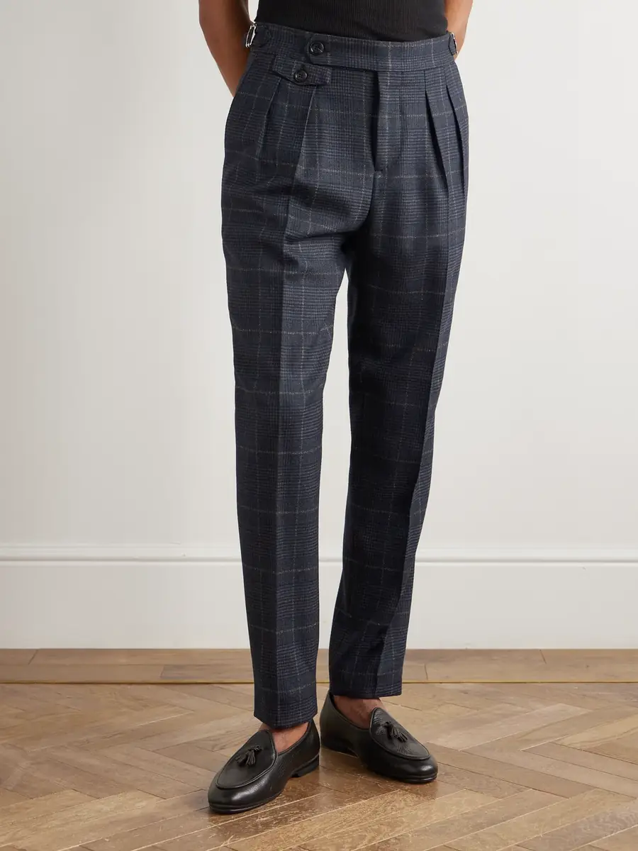 Brunello Cucinelli Straight-Leg Checked Cashmere and Wool-Blend Suit Trousers - Men | Thumbnail 3