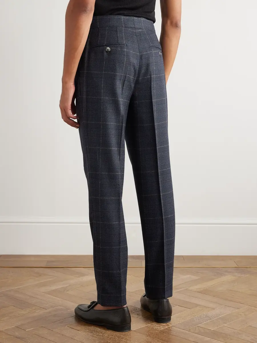 Brunello Cucinelli Straight-Leg Checked Cashmere and Wool-Blend Suit Trousers - Men | Thumbnail 4