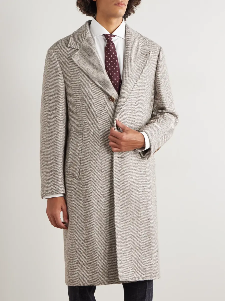 Brunello Cucinelli Heringbone Woven Coat - Men | Thumbnail 3 Brunello Cucinelli Heringbone Woven Coat - Men | Thumbnail 3