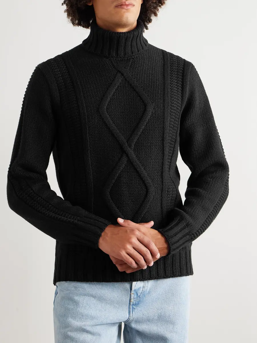 Brunello Cucinelli Intarsia Cashmere Rollneck Sweater - Men | Thumbnail 3 Brunello Cucinelli Intarsia Cashmere Rollneck Sweater - Men | Thumbnail 3