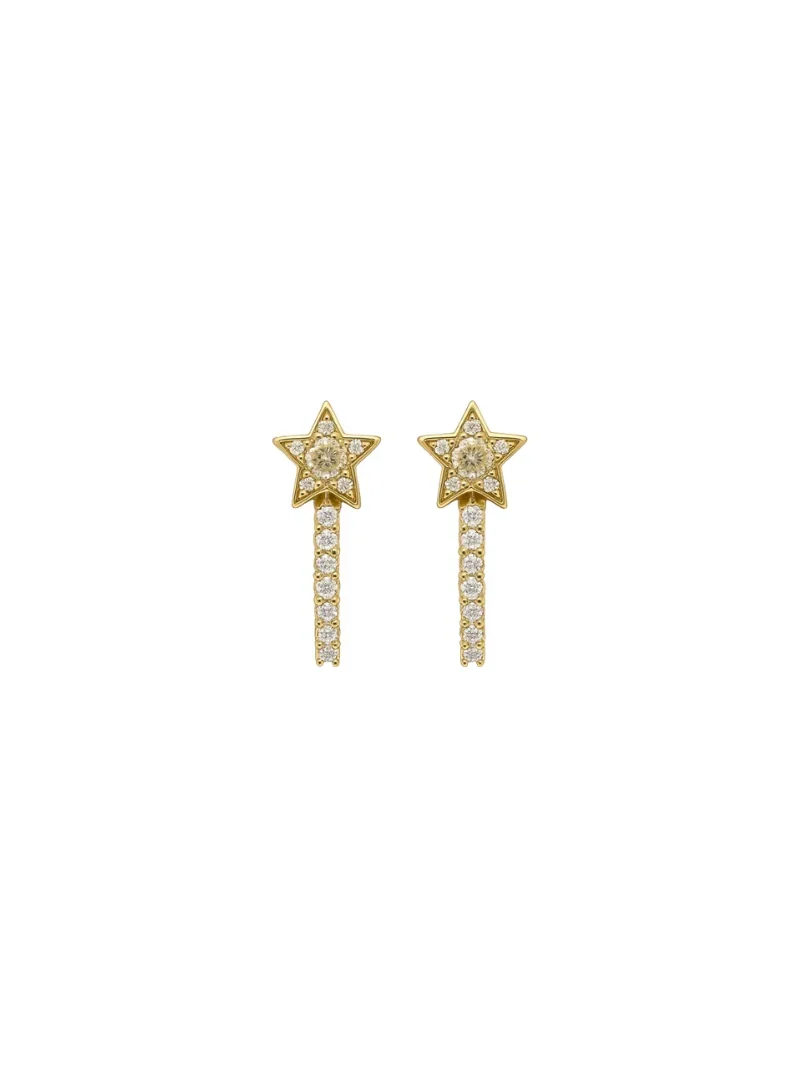 0.34ct Diamond 18K Gold Dainty Star Earrings