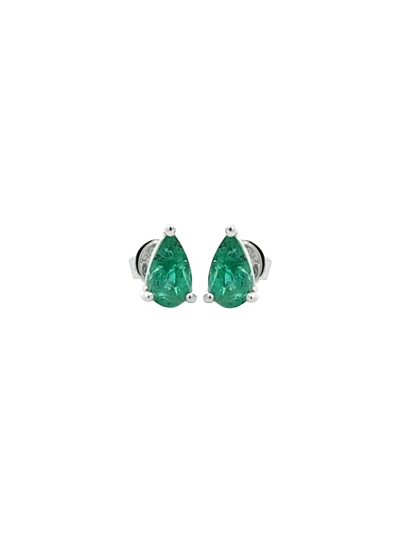 0.95ct Emerald 18K Gold Pear Stud Earrings