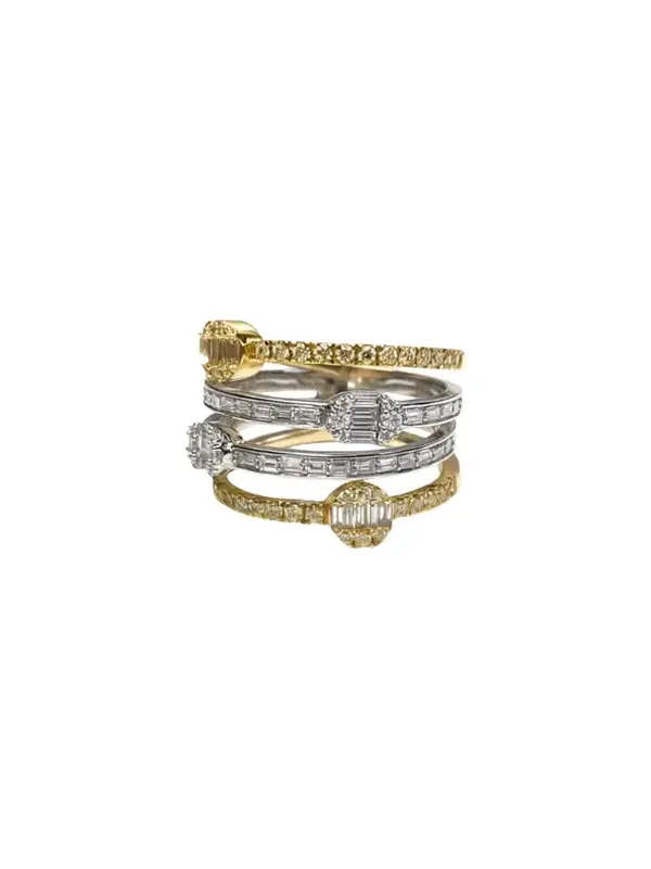 1.00ct Diamond 18K Gold Four Row Ring 1.00ct Diamond 18K Gold Four Row Ring