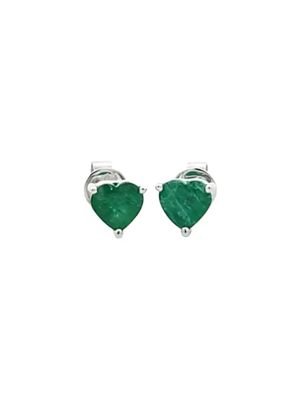 1.20ct Emerald 18K Gold Heart Stud Earrings 1.20ct Emerald 18K Gold Heart Stud Earrings