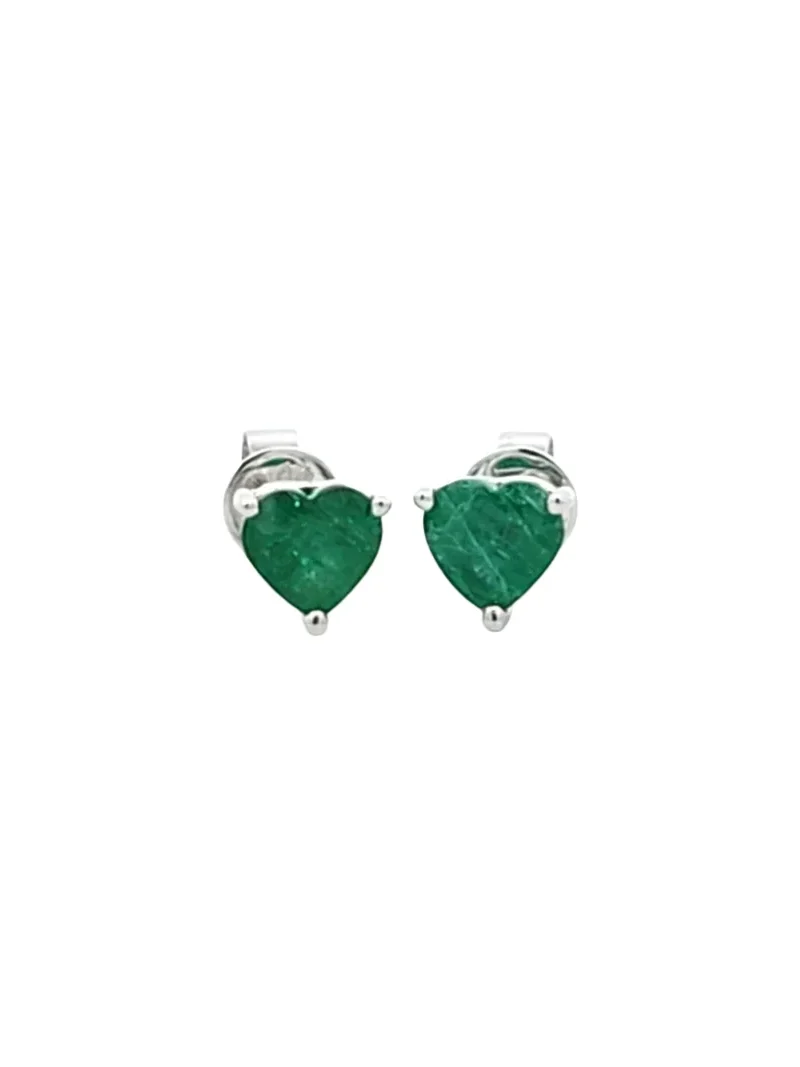 Wish Fine Jewelry 1.20ct Emerald 18K Gold Heart Stud Earrings