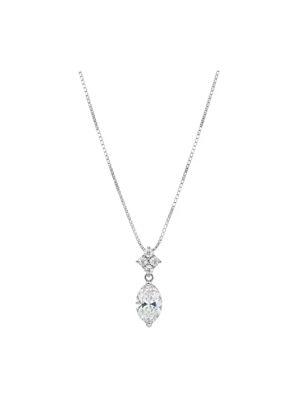 1.37ct Diamond Platinum Stone Pendant Chain Necklace
