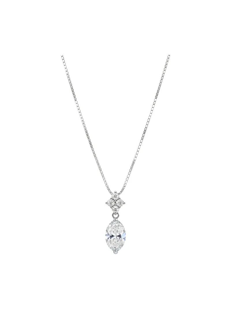 1.37ct Diamond Platinum Stone Pendant Chain Necklace
