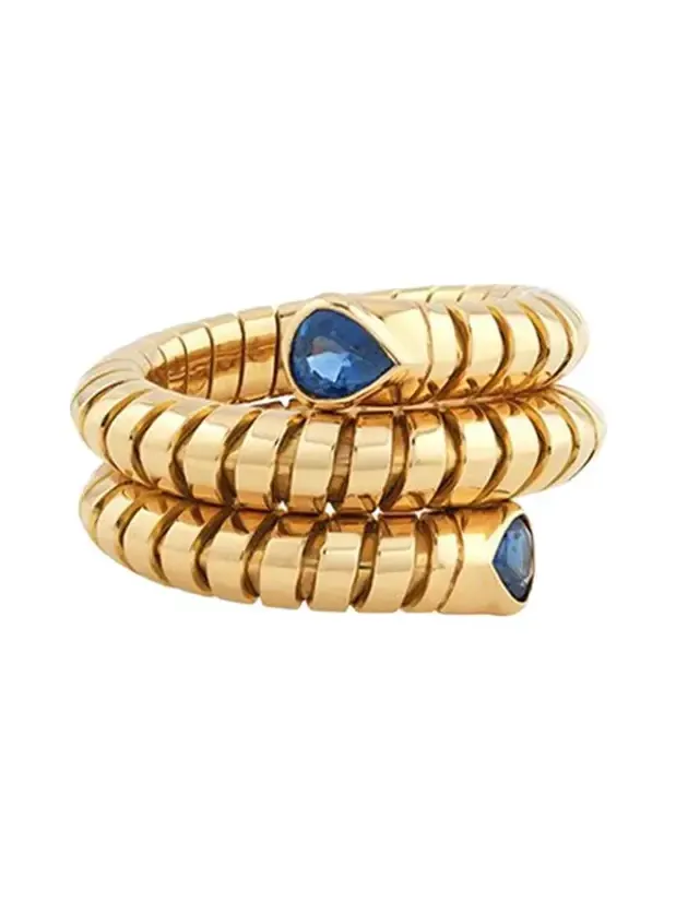 Blue Sapphire Trisola Spiral Ring
