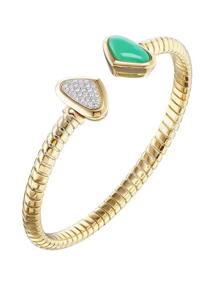 Chrysoprase Diamond Trisolina Bracelet